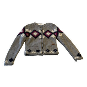 Maloja Sweater Womens Small / Medium Button Up Wool Handmade Argyle Cardigan